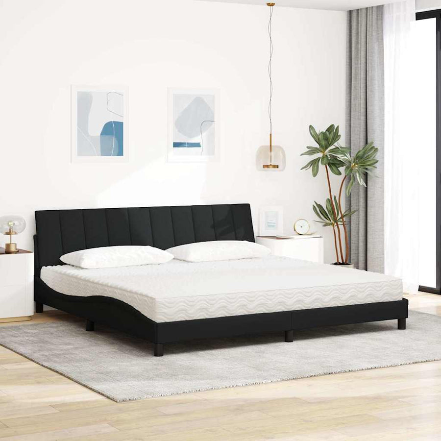 Bed met matras "Hanko" stof zwart 200x200 cm