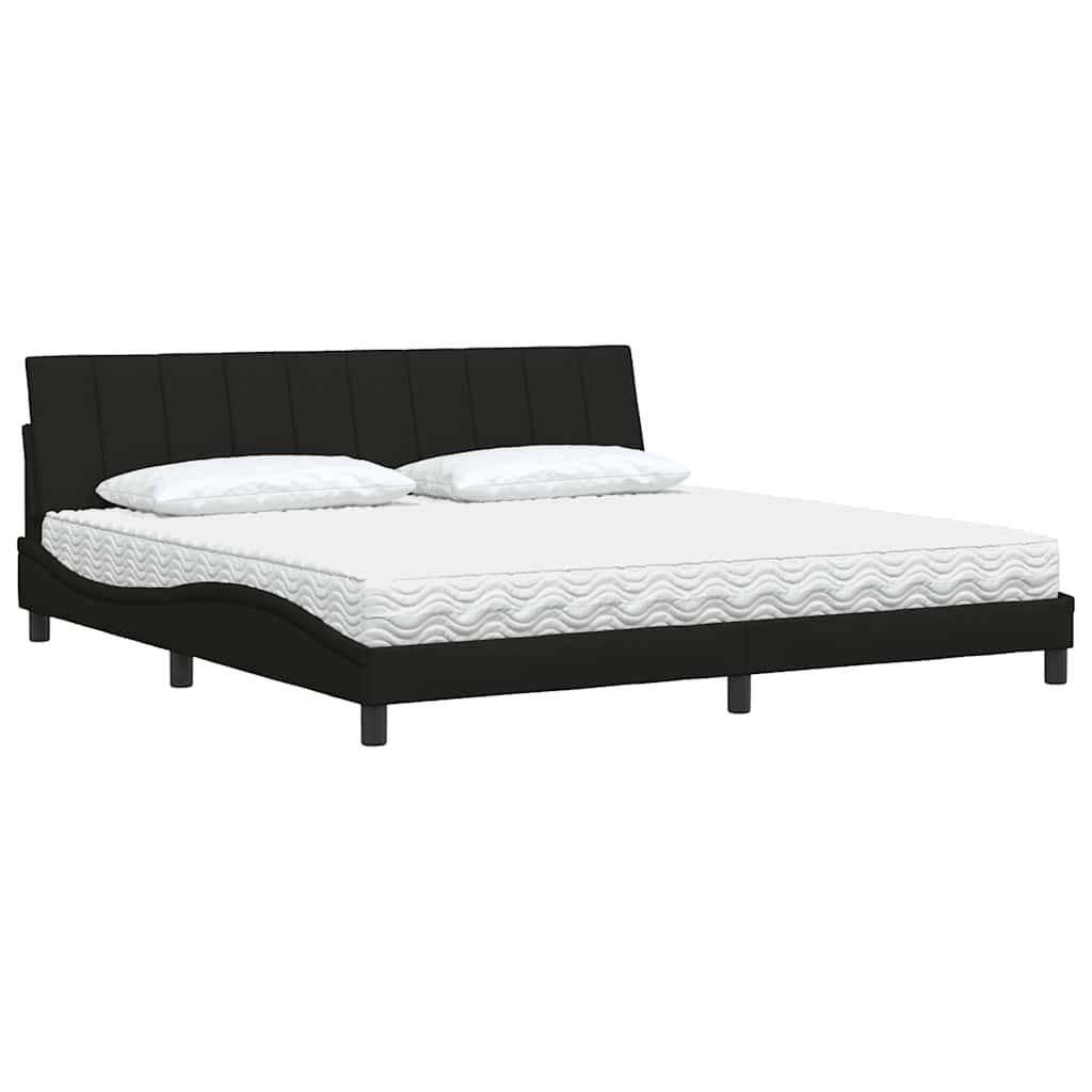 Bed met matras "Hanko" stof zwart 200x200 cm