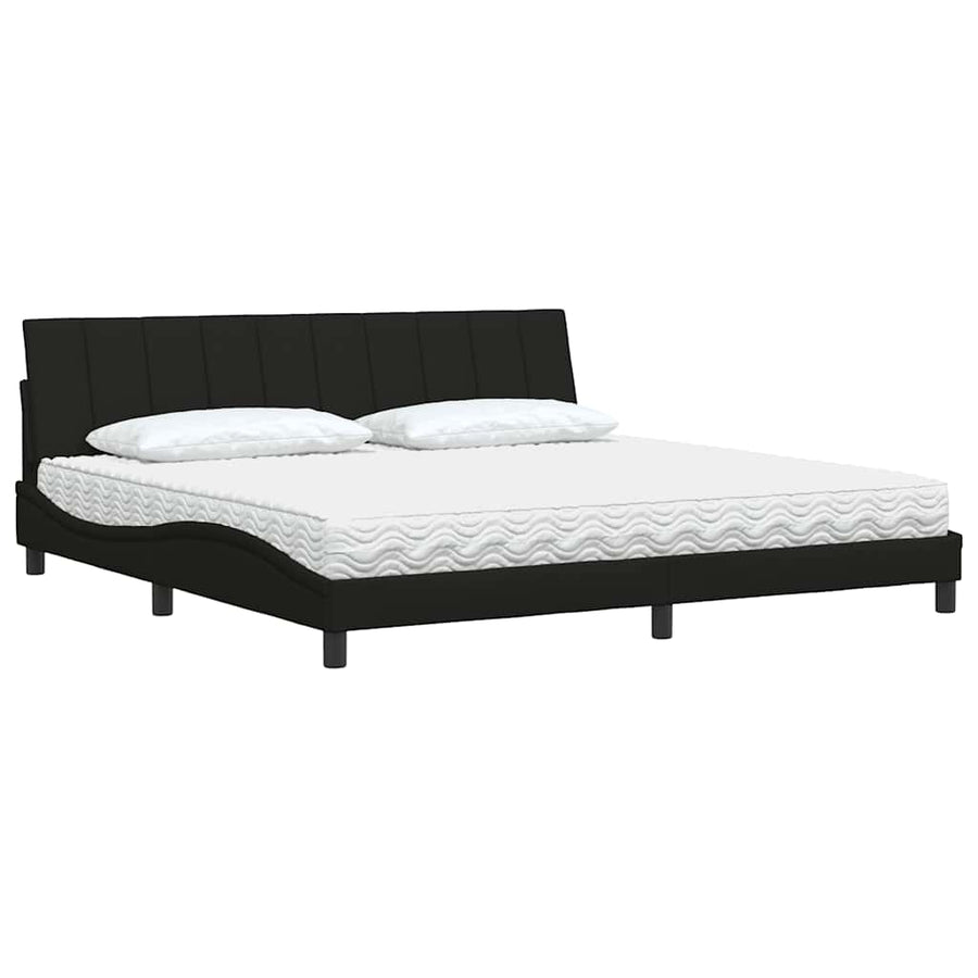 Bed met matras "Hanko" stof zwart 200x200 cm