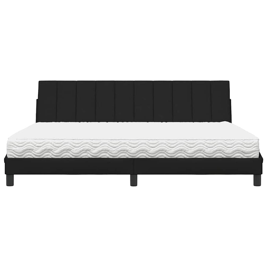 Bed met matras "Hanko" stof zwart 200x200 cm