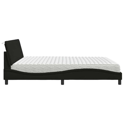 Bed met matras "Hanko" stof zwart 200x200 cm