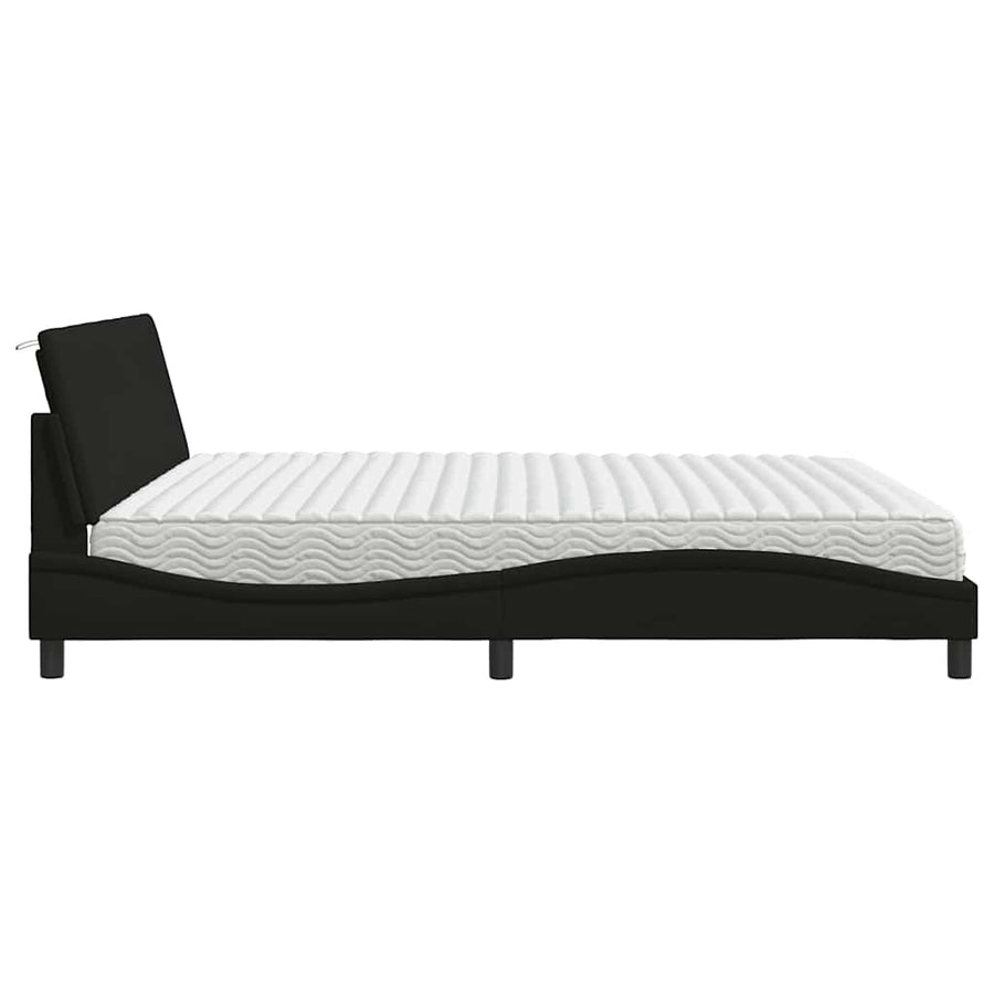 Bed met matras "Hanko" stof zwart 200x200 cm