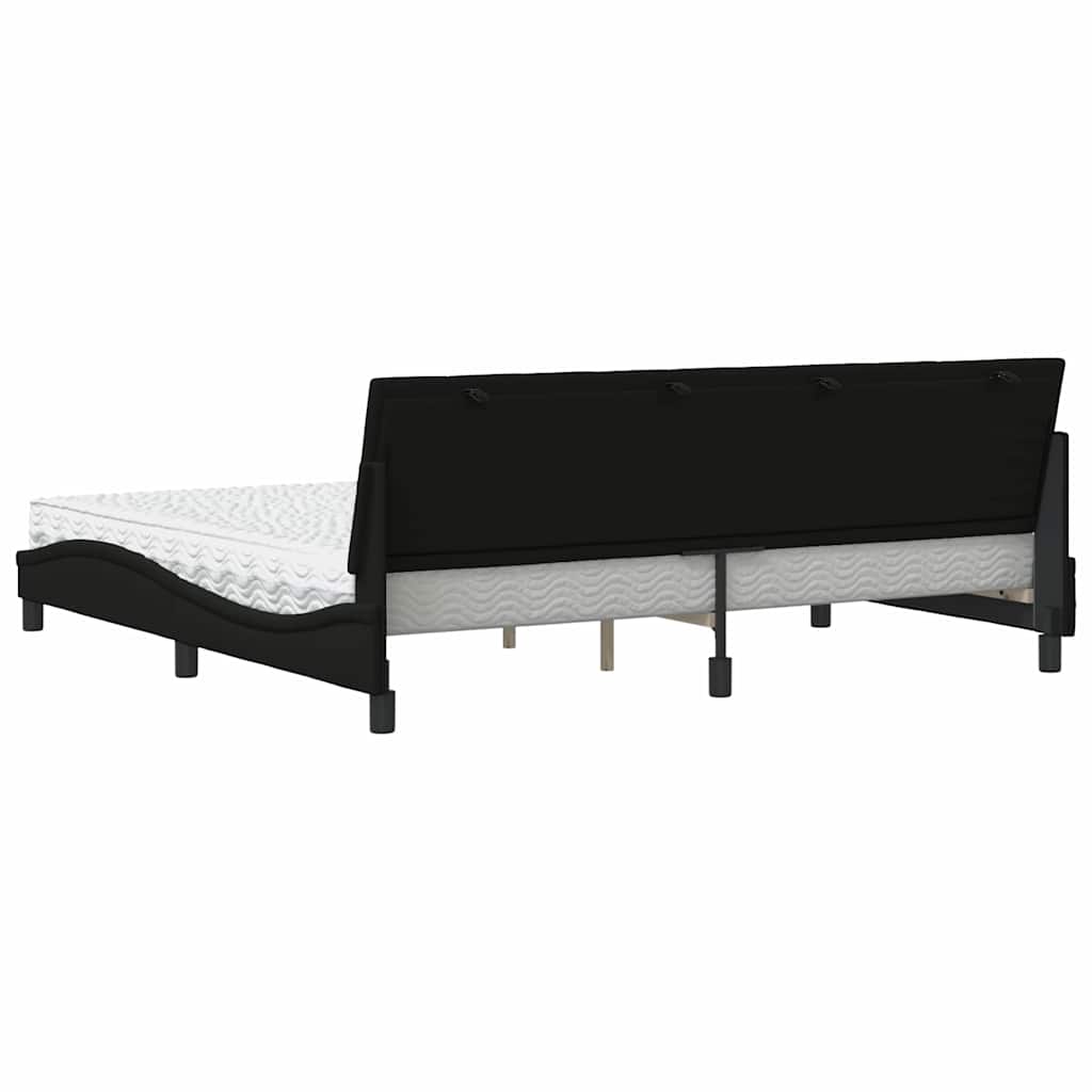 Bed met matras "Hanko" stof zwart 200x200 cm