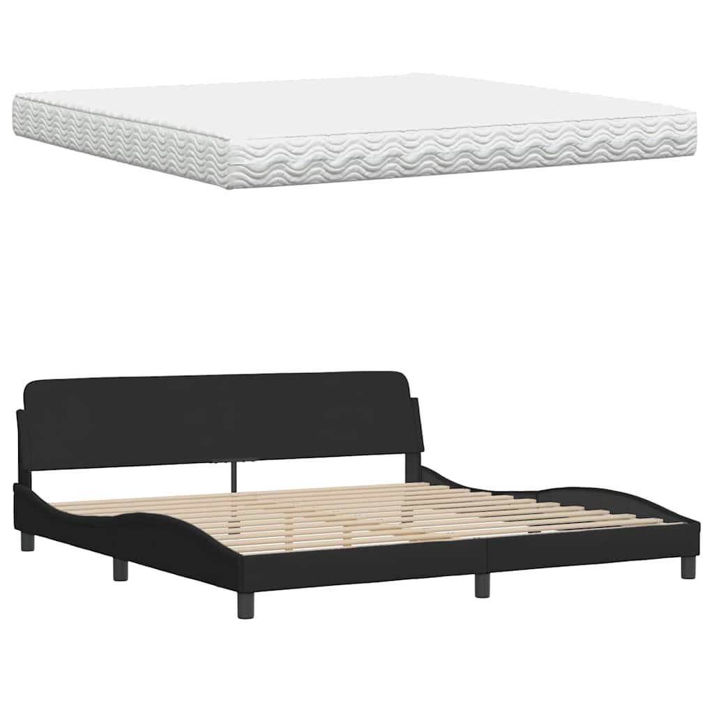 Bed met matras "Hanko" stof zwart 200x200 cm
