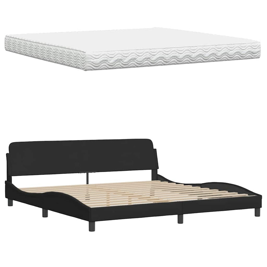 Bed met matras "Hanko" stof zwart 200x200 cm