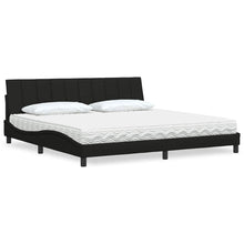 Bed met matras "Hanko" stof zwart 200x200 cm