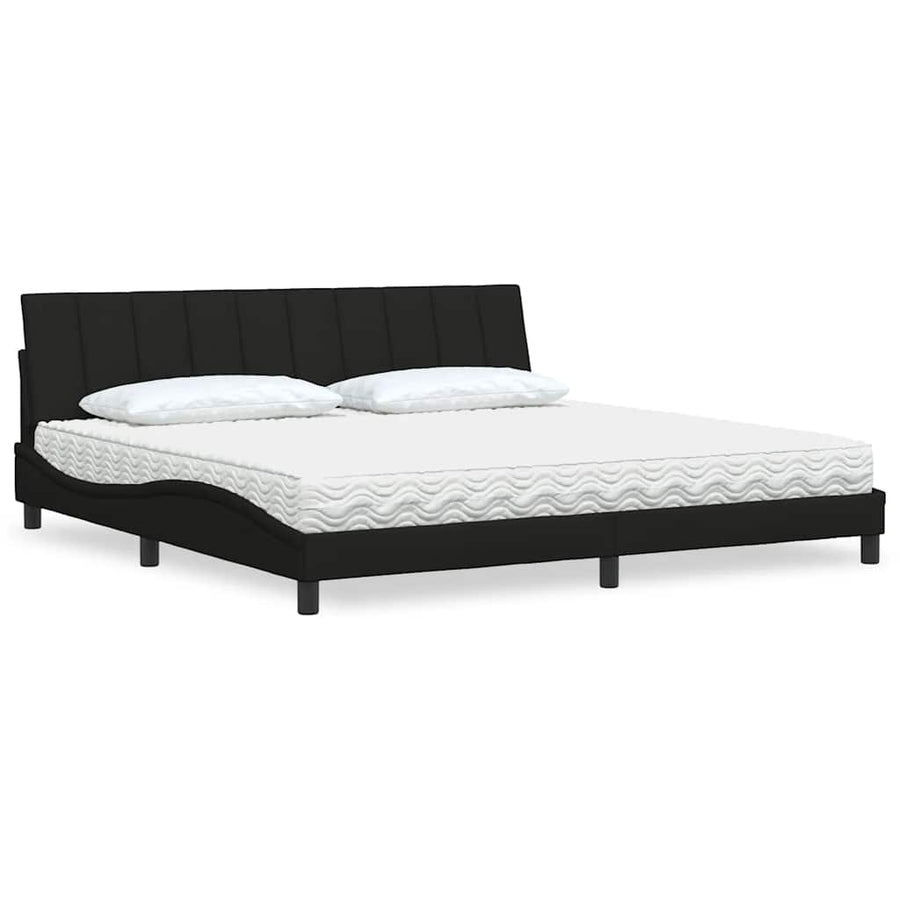 Bed met matras "Hanko" stof zwart 200x200 cm