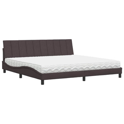 Bed met matras stof donkerbruin 200x200 cm