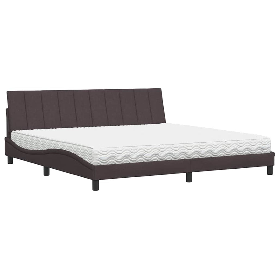 Bed met matras stof donkerbruin 200x200 cm