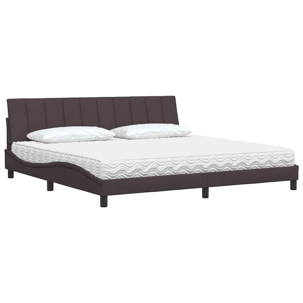 Bed met matras stof donkerbruin 200x200 cm