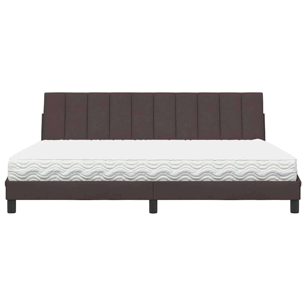 Bed met matras stof donkerbruin 200x200 cm