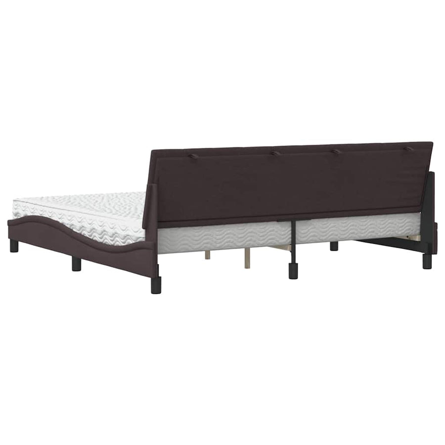Bed met matras stof donkerbruin 200x200 cm