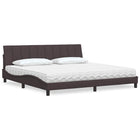 Bed met matras 200x200 cm donkerbruin stof
