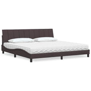 Bed met matras 200x200 cm donkerbruin stof