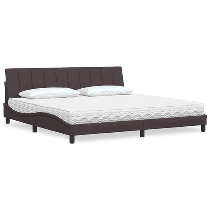 Bed met matras stof donkerbruin 200x200 cm