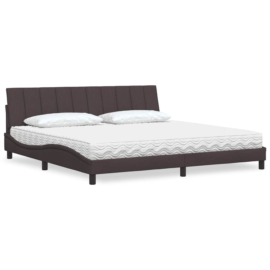 Bed met matras stof donkerbruin 200x200 cm