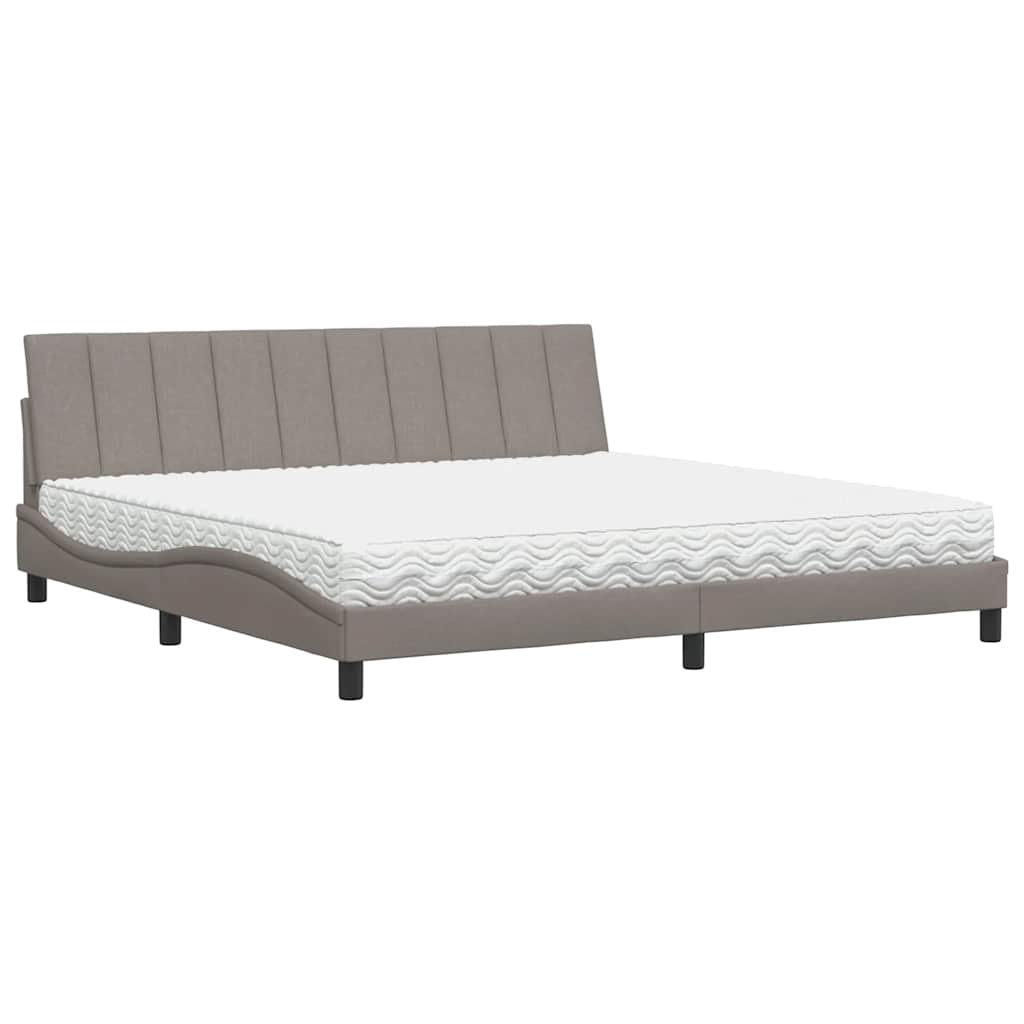 Bed met matras "Hanko" stof taupe 200x200 cm