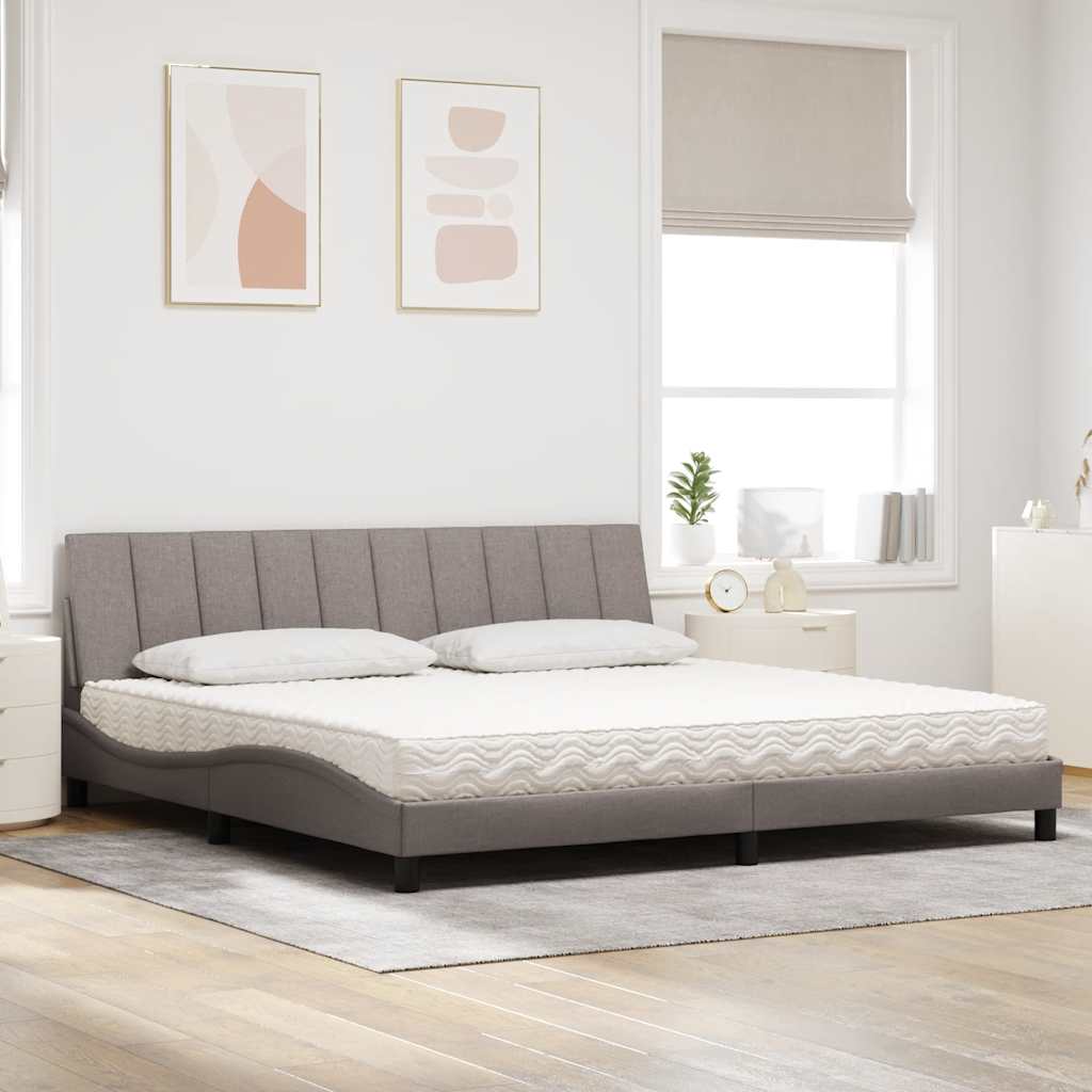 Bed met matras "Hanko" stof taupe 200x200 cm