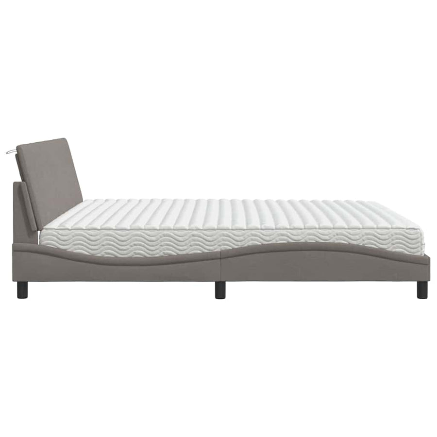 Bed met matras "Hanko" stof taupe 200x200 cm