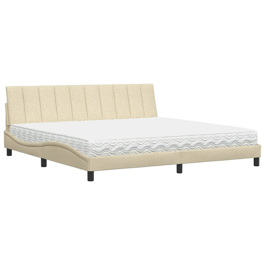 Bed met matras "Hanko" stof crèmekleurig 200x200 cm