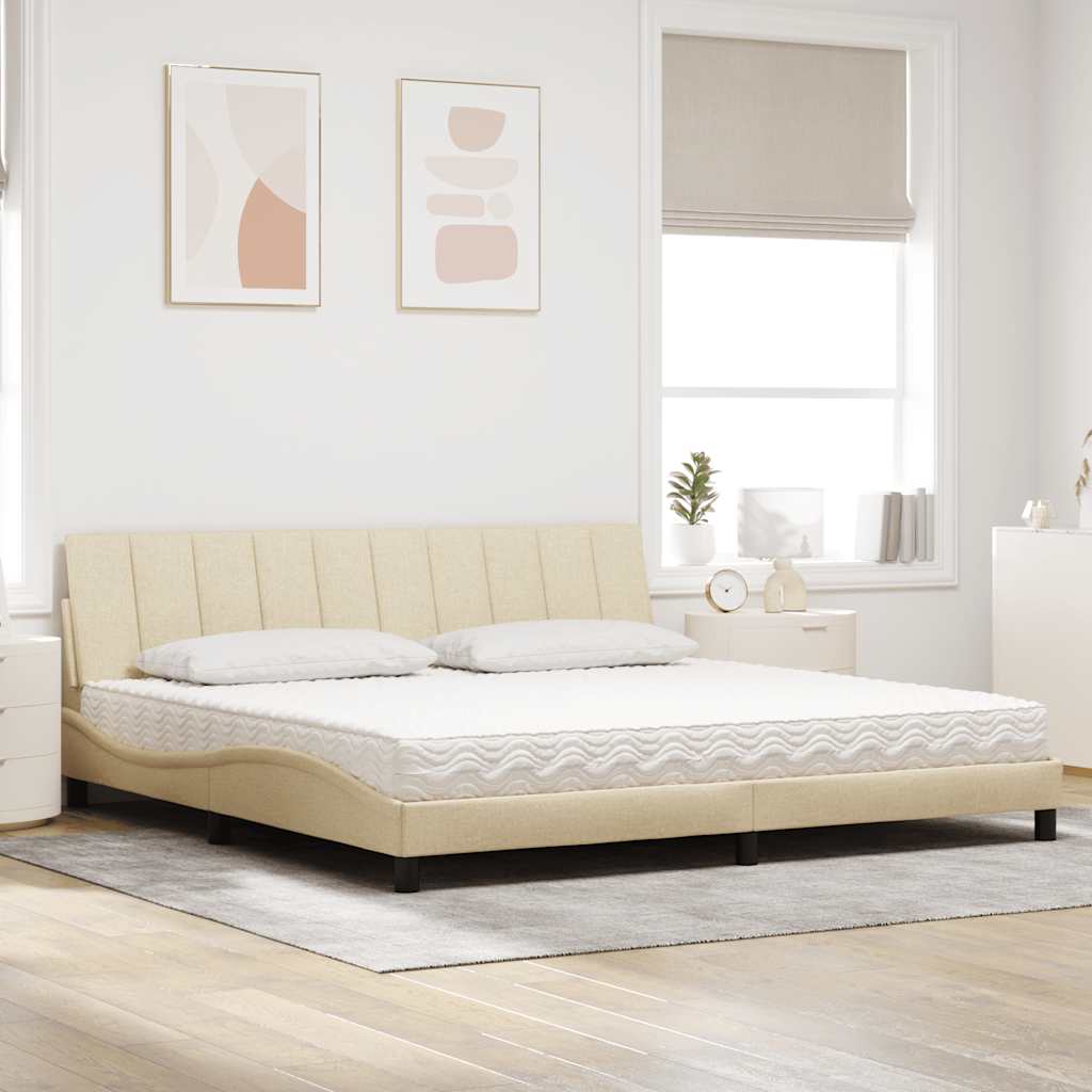 Bed met matras "Hanko" stof crèmekleurig 200x200 cm