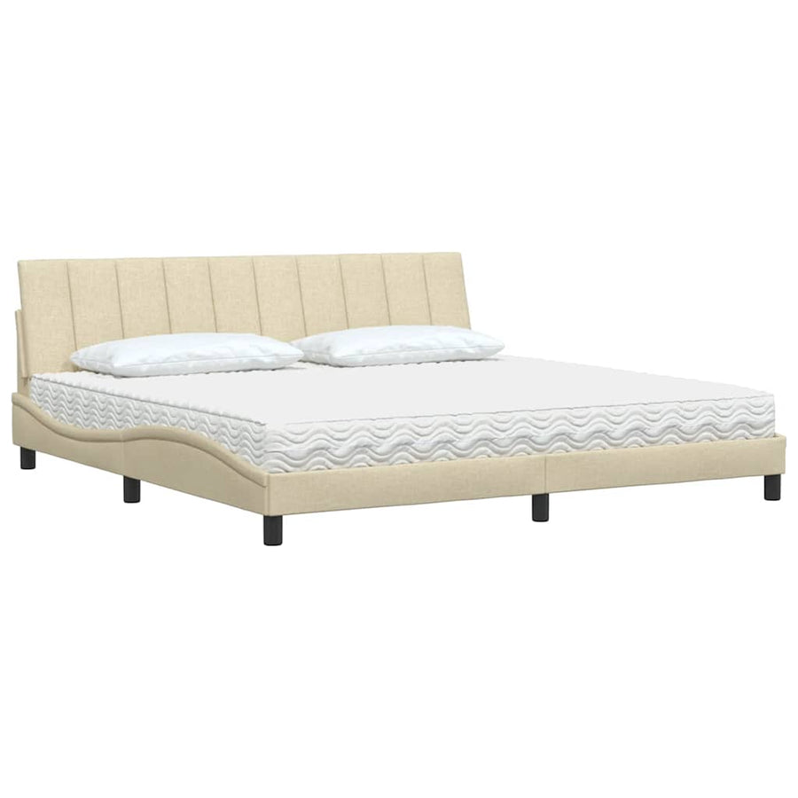Bed met matras "Hanko" stof crèmekleurig 200x200 cm
