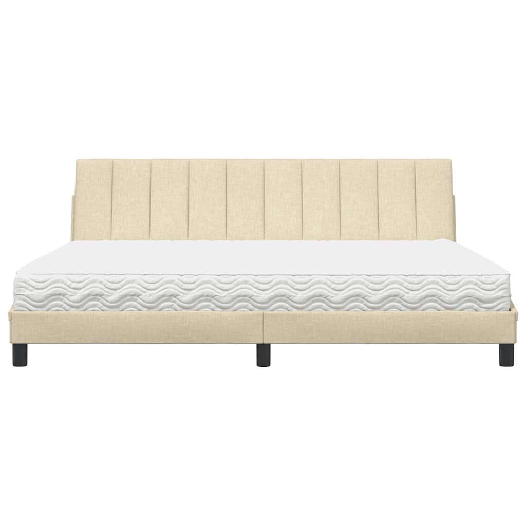 Bed met matras "Hanko" stof crèmekleurig 200x200 cm