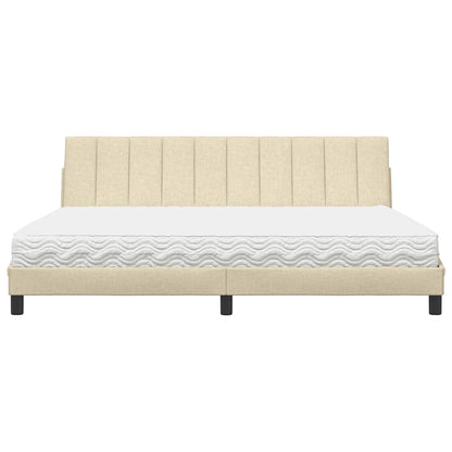 Bed met matras "Hanko" stof crèmekleurig 200x200 cm
