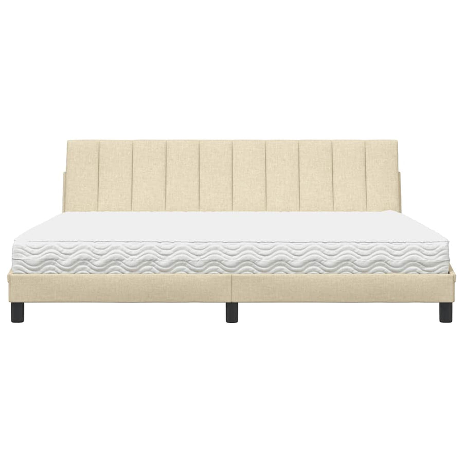 Bed met matras "Hanko" stof crèmekleurig 200x200 cm