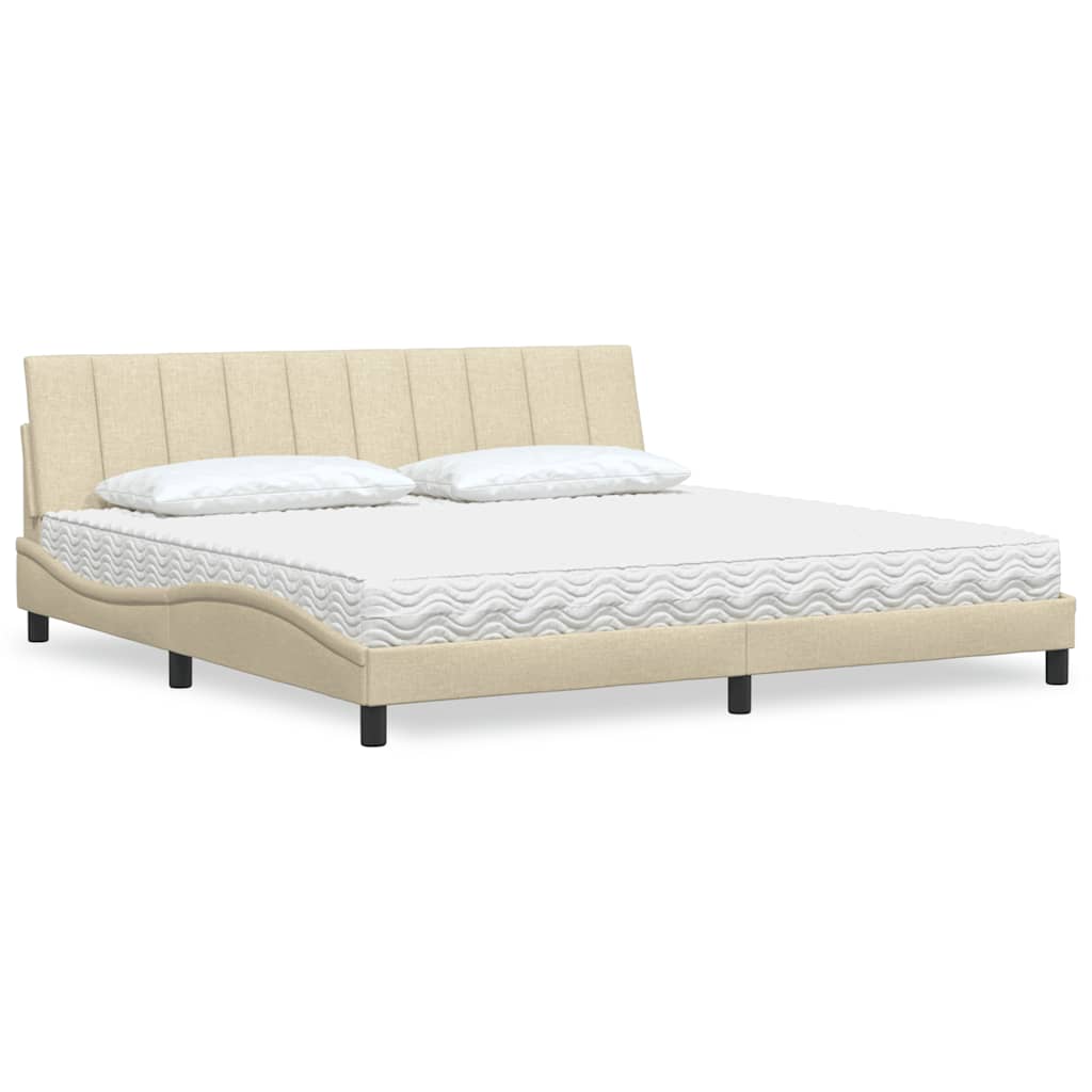 Bed met matras "Hanko" stof crèmekleurig 200x200 cm