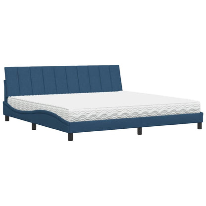 Bed met matras "Hanko" stof blauw 200x200 cm