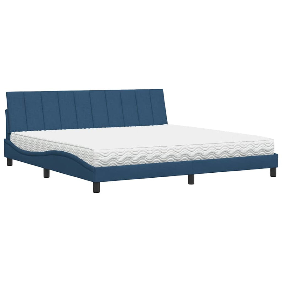 Bed met matras "Hanko" stof blauw 200x200 cm