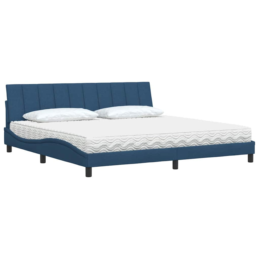 Bed met matras "Hanko" stof blauw 200x200 cm