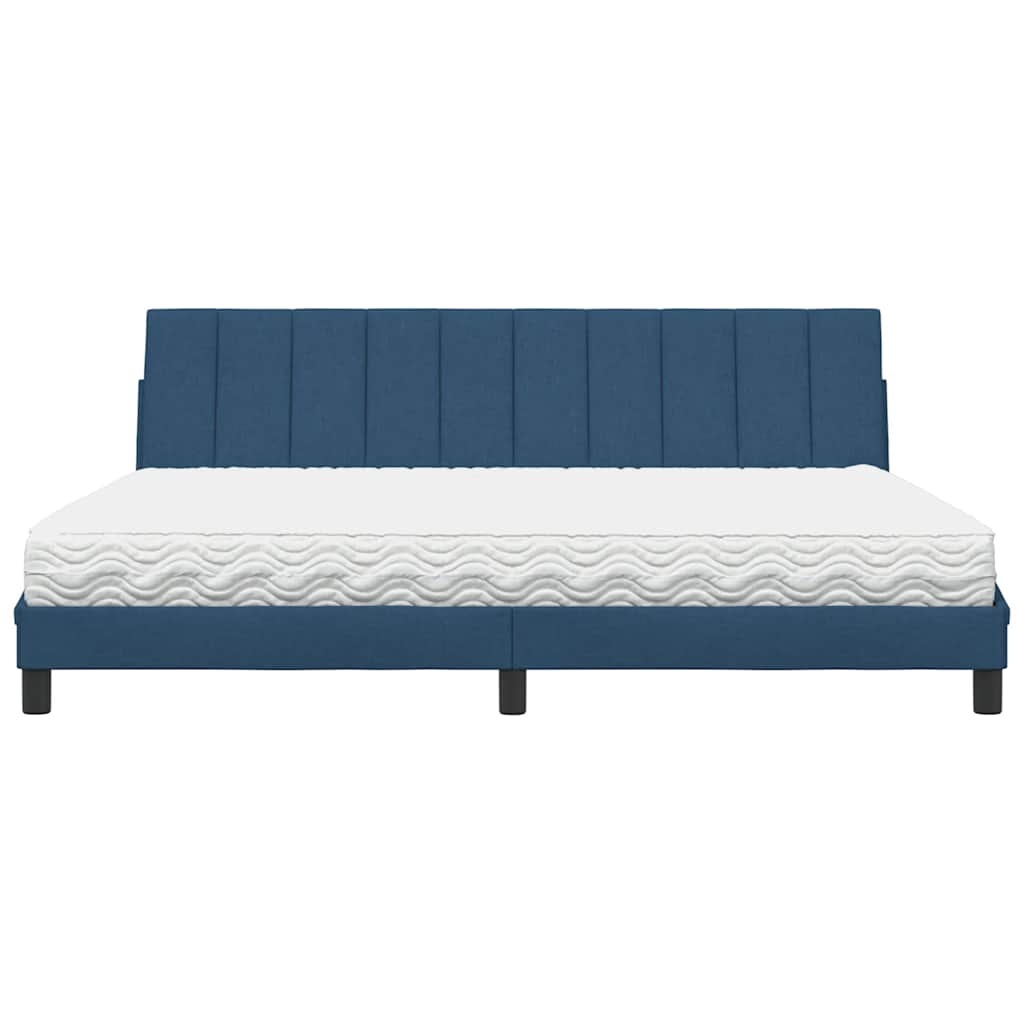 Bed met matras "Hanko" stof blauw 200x200 cm