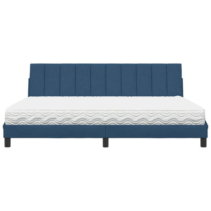 Bed met matras "Hanko" stof blauw 200x200 cm
