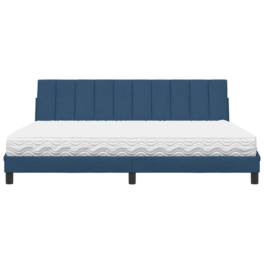 Bed met matras "Hanko" stof blauw 200x200 cm