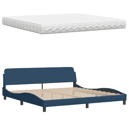 Bed met matras "Hanko" stof blauw 200x200 cm