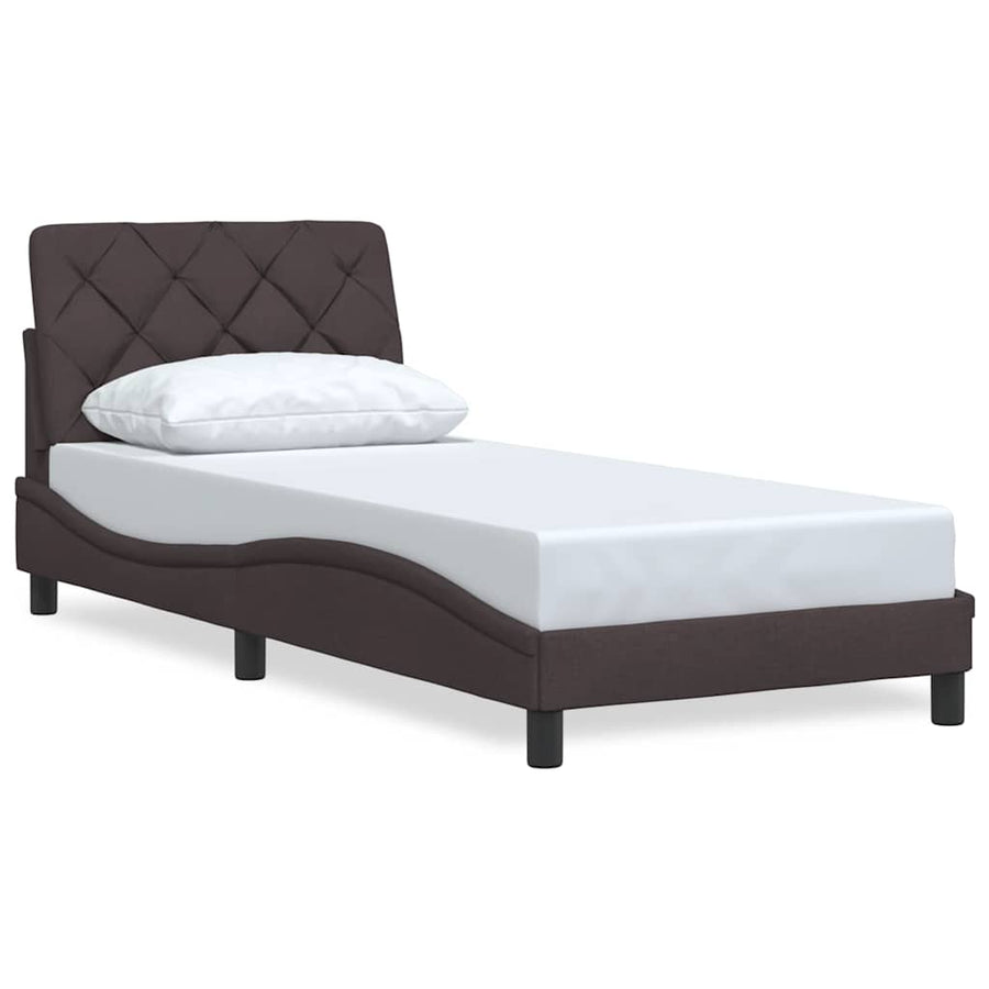 Bedframe Zonder Matras Stof 80 x 200 cm Donkerbruin