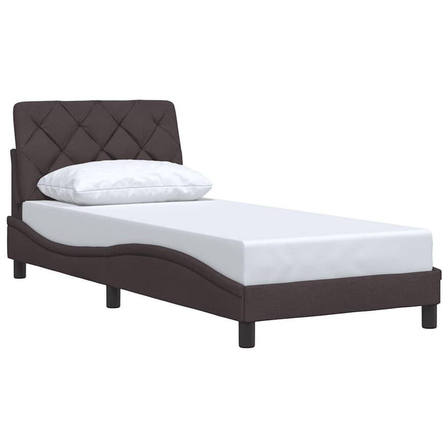 Bedframe Zonder Matras Stof 80 x 200 cm Donkerbruin