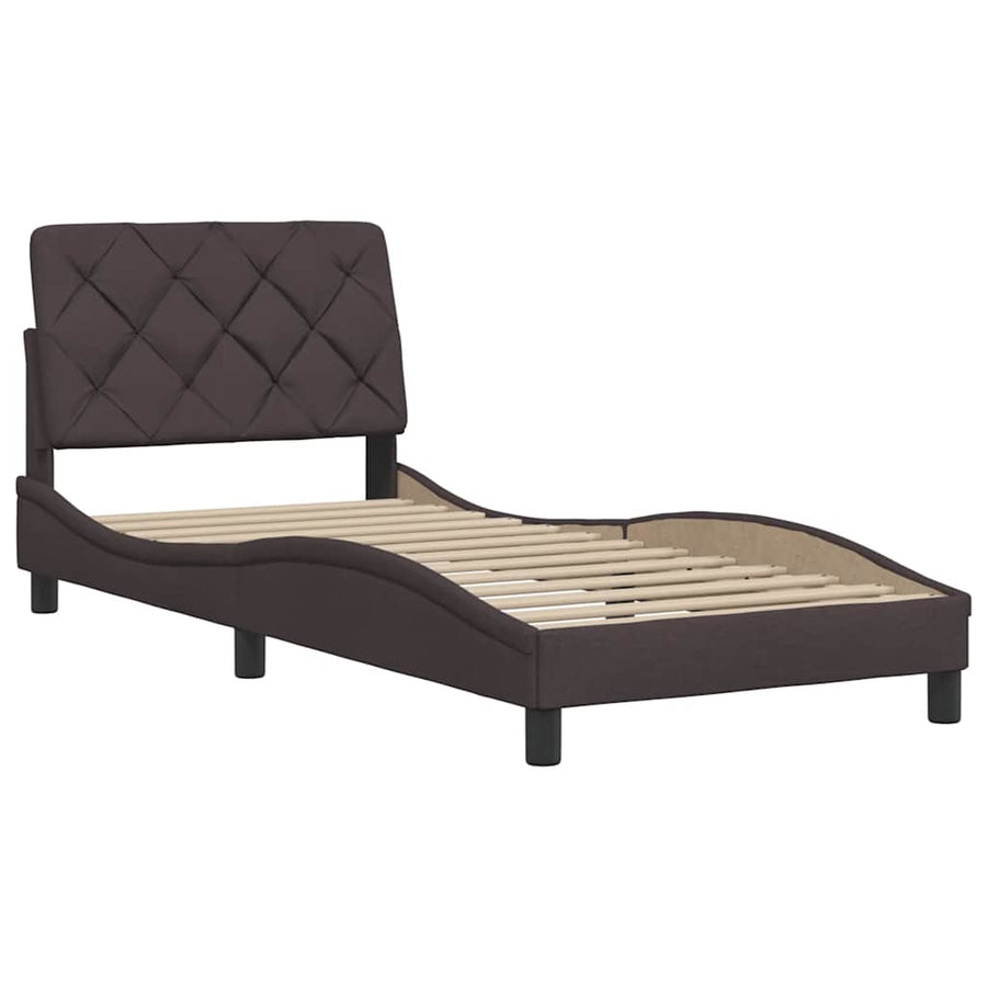 Bedframe Zonder Matras Stof 80 x 200 cm Donkerbruin