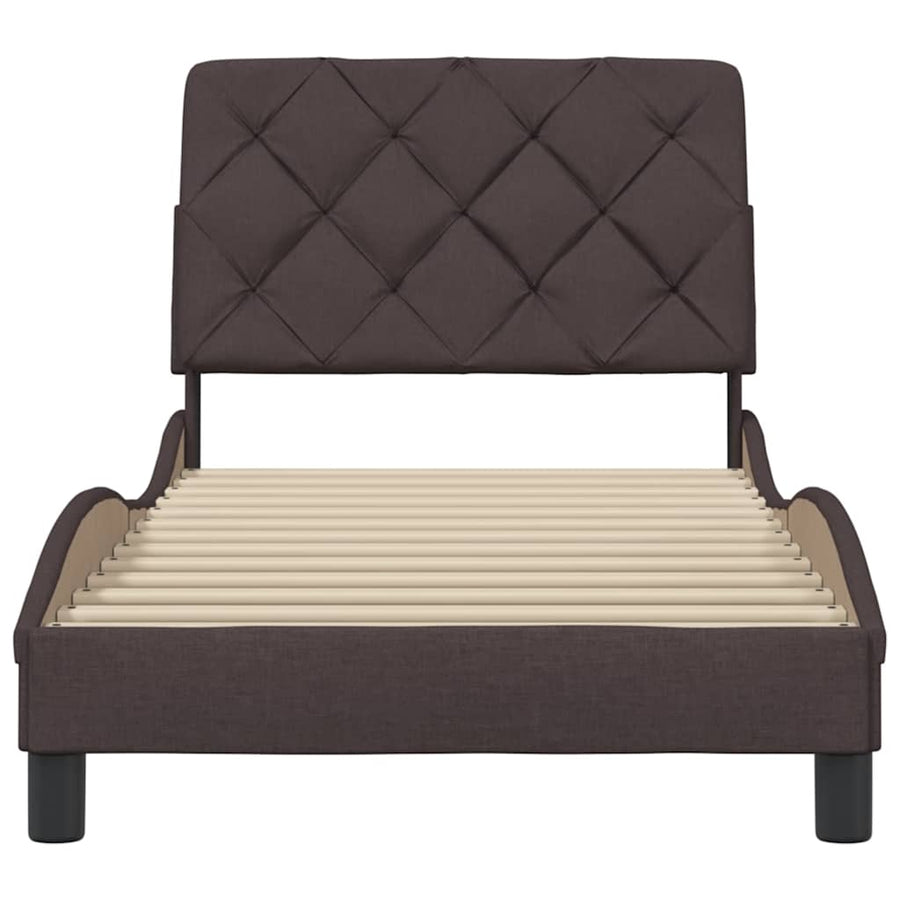 Bedframe Zonder Matras Stof 80 x 200 cm Donkerbruin