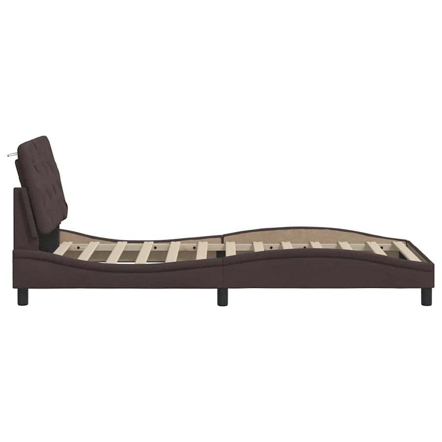 Bedframe Zonder Matras Stof 80 x 200 cm Donkerbruin