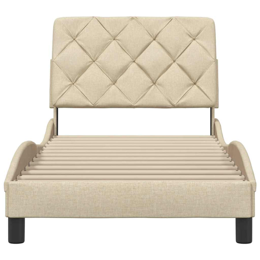 Bedframe zonder matras 80x200 cm stof crèmekleurig