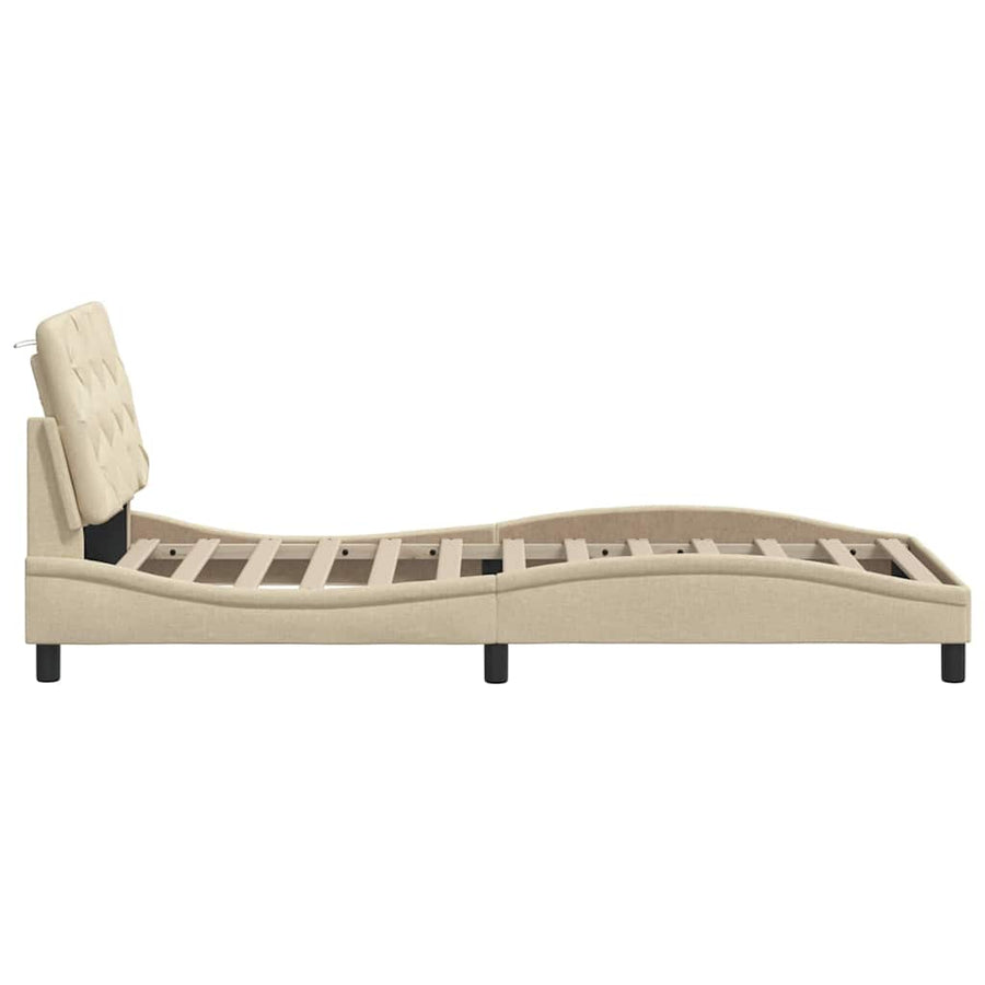 Bedframe zonder matras 80x200 cm stof crèmekleurig