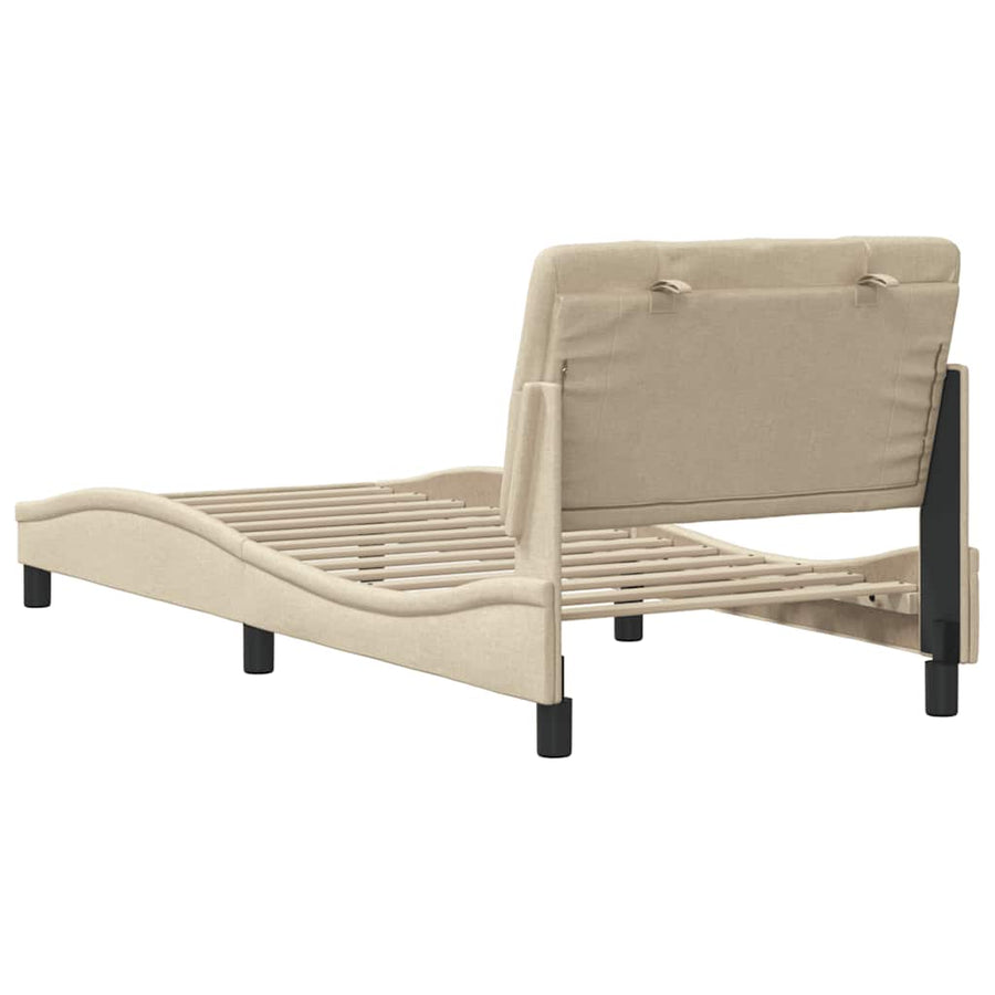 Bedframe zonder matras 80x200 cm stof crèmekleurig