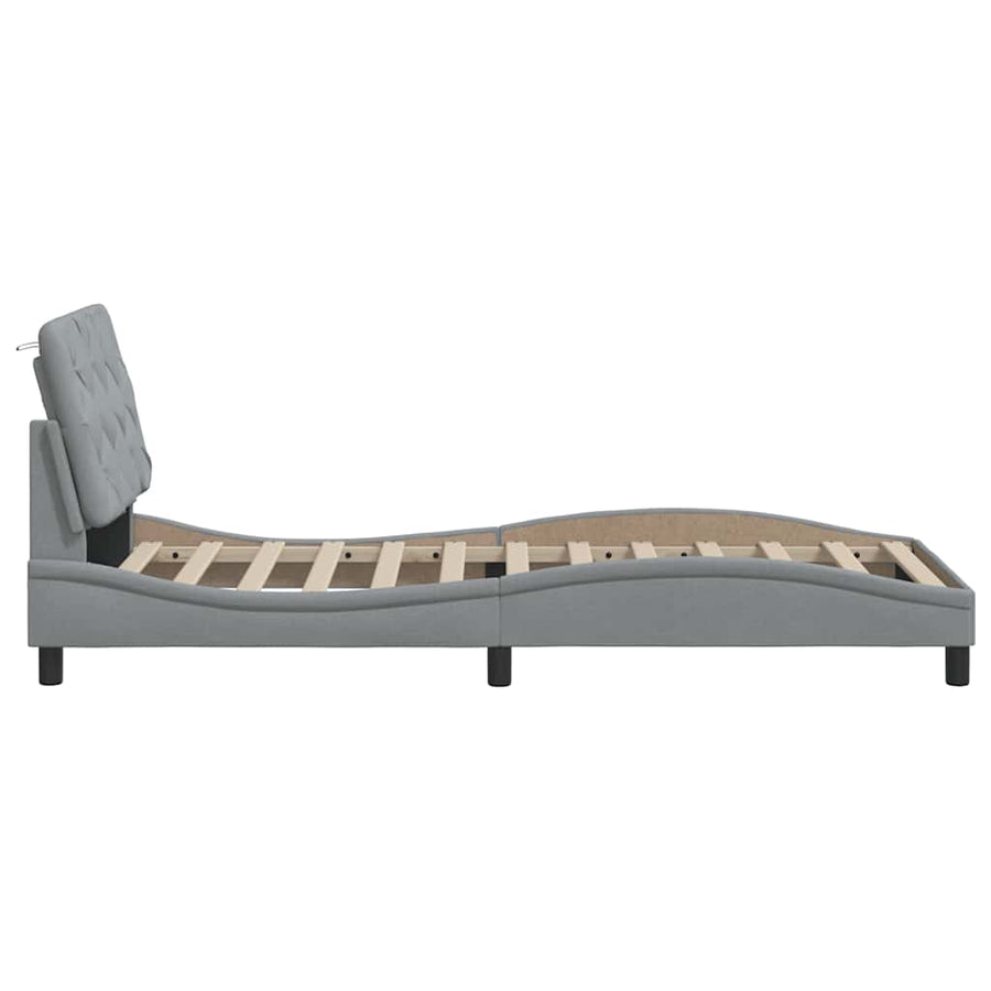 Bedframe zonder matras 90x190 cm stof lichtgrijs