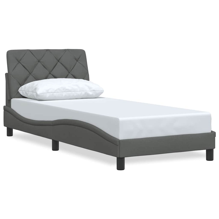 Bedframe zonder matras 90x190 cm stof donkergrijs