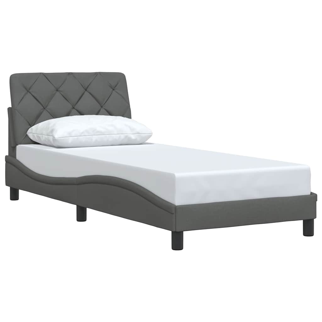 Bedframe zonder matras 90x190 cm stof donkergrijs
