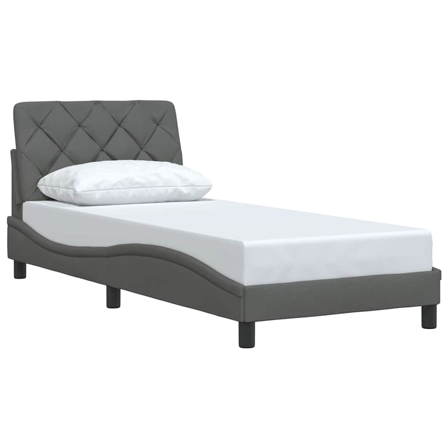 Bedframe zonder matras 90x190 cm stof donkergrijs