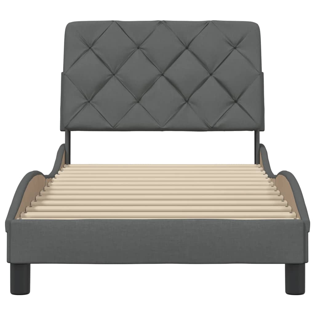 Bedframe zonder matras 90x190 cm stof donkergrijs